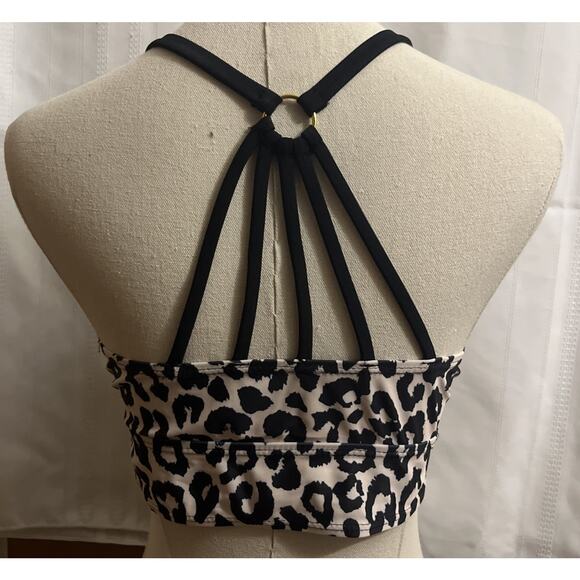 MakeMeChic Women’s 2 Piece Swimsuit Leopard Scoop Neck High Waist Drawstring M - Picture 4 of 14